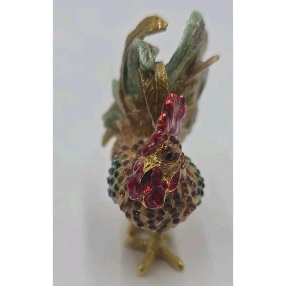 Leonardo Collection Jeweled Rooster Trinket Box Rhinestone Figurine Vintage